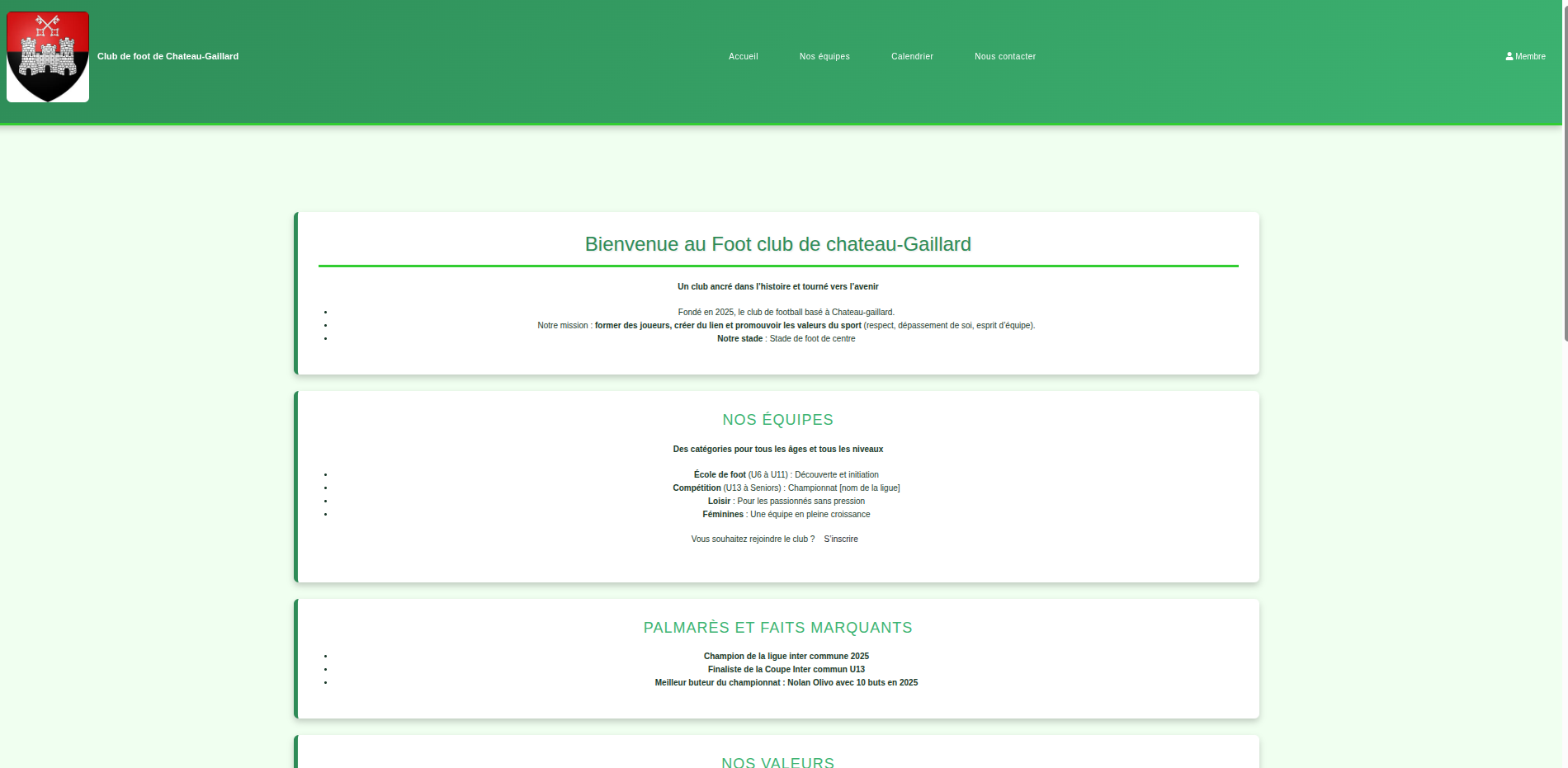 Page d'accueil du site